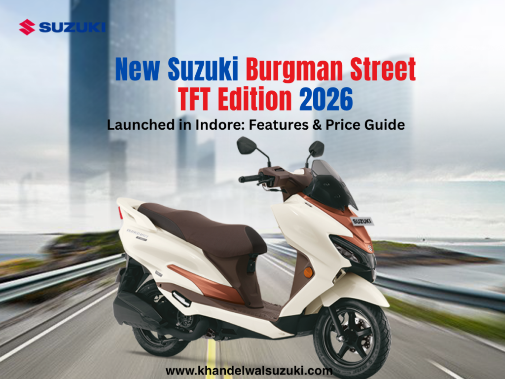 New Suzuki Burgman Street TFT Edition 2026 scooter in Indore showroom